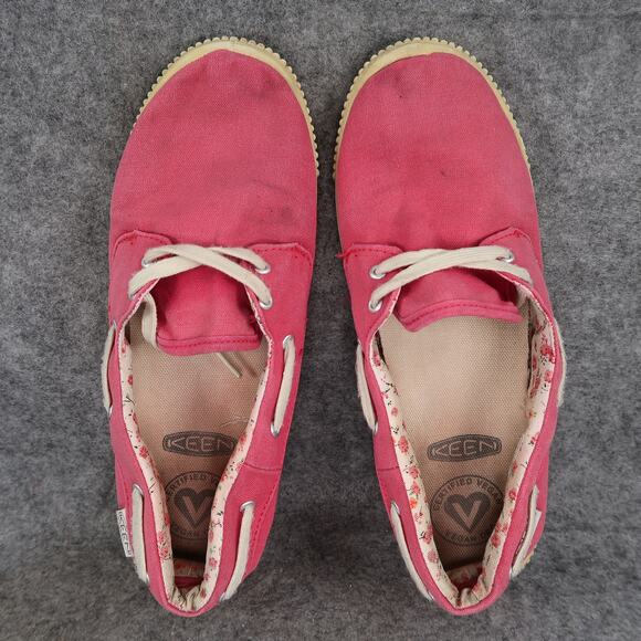 Keen Shoes Womens 8 Casual Boat Loafer Maderas Canvas Pink Two Eye Slip On Flat - Picture 8 of 12